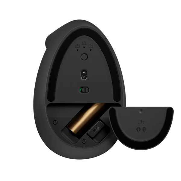 Logitech Lift Vertical trådløs ergonomisk mus (sort) med behageligt vertikalt design.