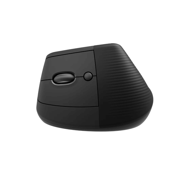 Ergonomisk Logitech Lift Vertical trådløs mus (sort) til komfortabelt og sundt greb.