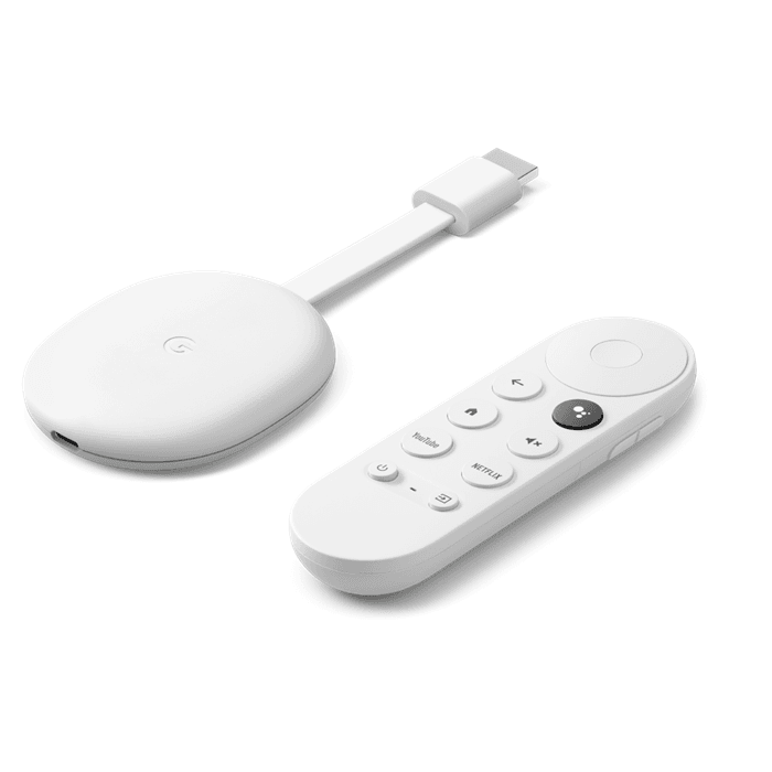 Google Chromecast TV 4K HDR med fjernbetjening Hvid