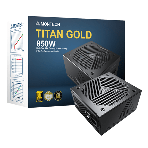 Montech Titan Gold 850W strømforsyning, stabil strøm til høje krav