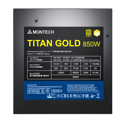 Montech Titan Gold 850W - Strømforsyning (Sort)