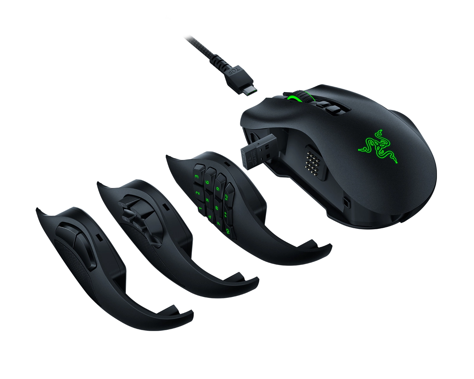 Razer Naga Pro Trådløs Gamermus Sort Grøn